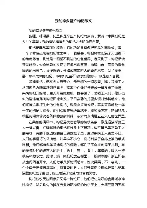 我的家乡盛产枸杞散文