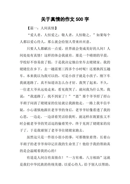 关于真情的作文500字