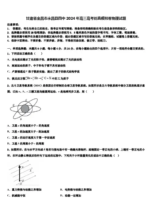 甘肃省金昌市永昌县四中2024年高三高考仿真模拟卷物理试题