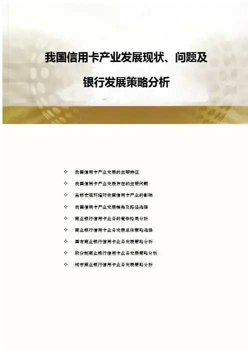 我国信用卡产业发展现状、问题及银行发展策略分析 推荐