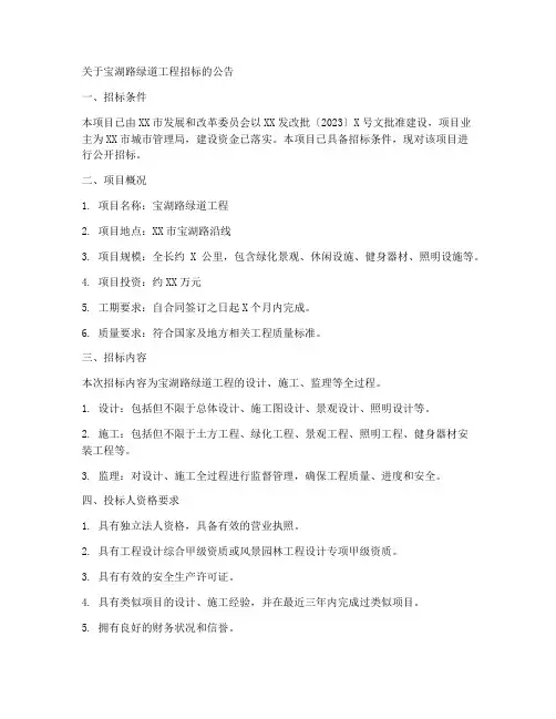 宝湖路绿道工程招标公告