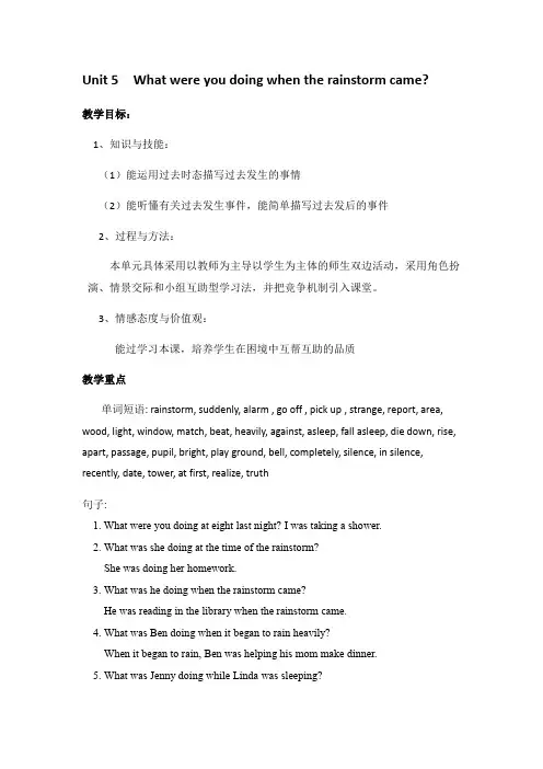 英语人教版八年级下册Unit 5 What were you doing