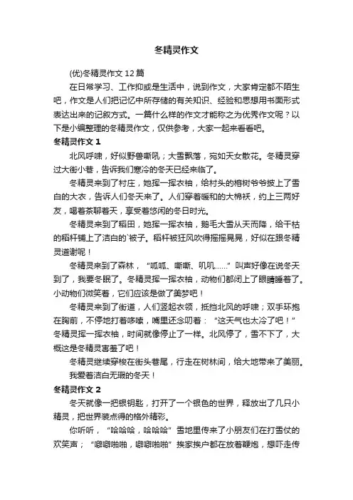 （优）冬精灵作文12篇