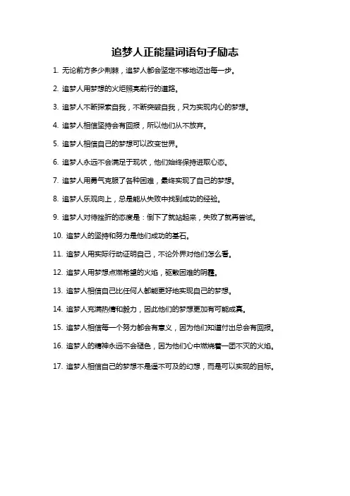 追梦人正能量词语句子励志