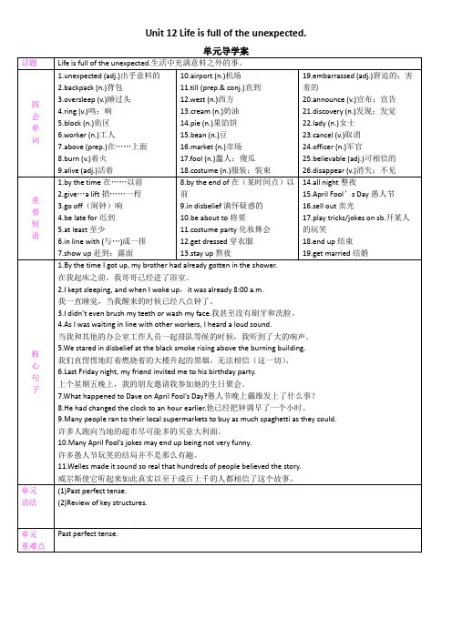 九年级下册人教英语Unit 12