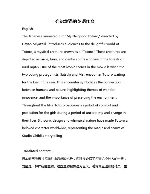 介绍龙猫的英语作文