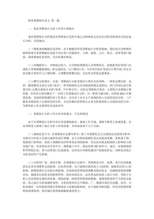 财务预算报告范文(10篇)