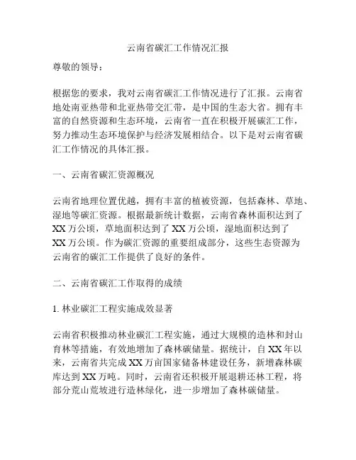云南省碳汇工作情况汇报