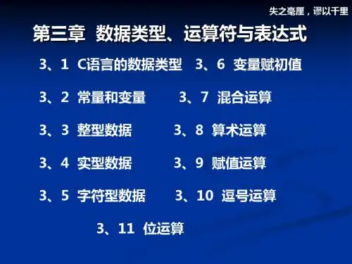 三章节数据类型运算符与表达式-PPT文档资料