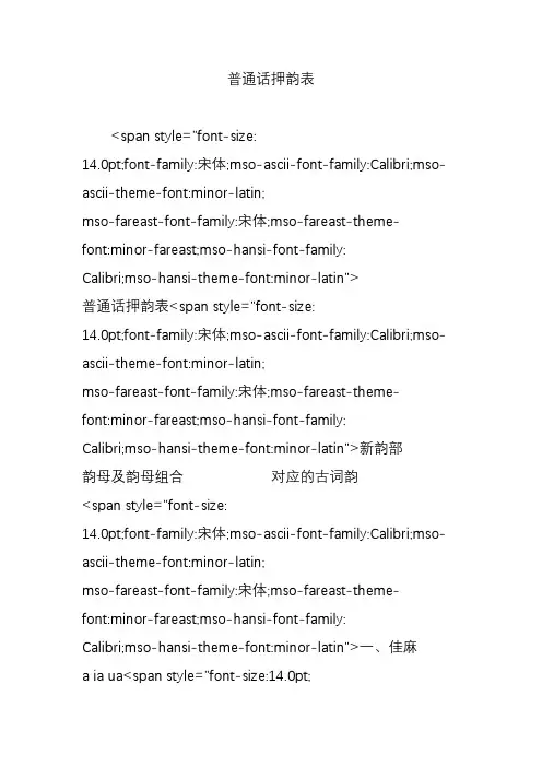 普通话押韵表
