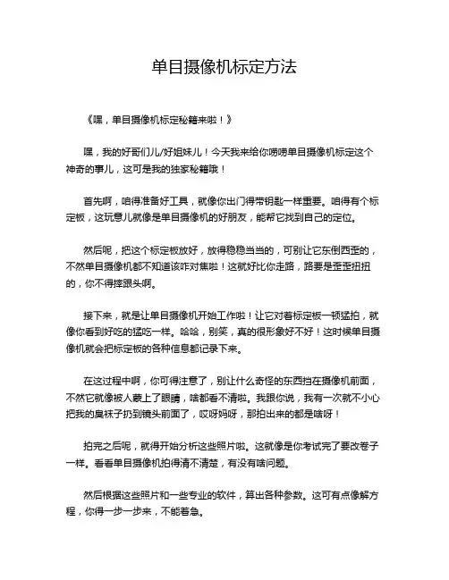 单目摄像机标定方法