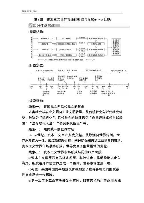 2020版高考历史新课标大二轮专题讲义：6第6讲 资本主义世界市场的形成与发展(14～19世纪) 