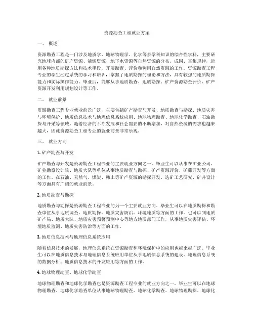 资源勘查工程就业方案