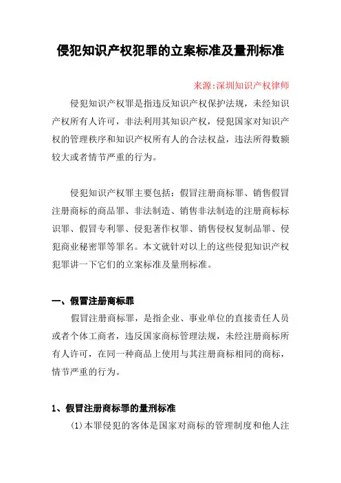 侵犯知识产权犯罪的立案标准及量刑标准