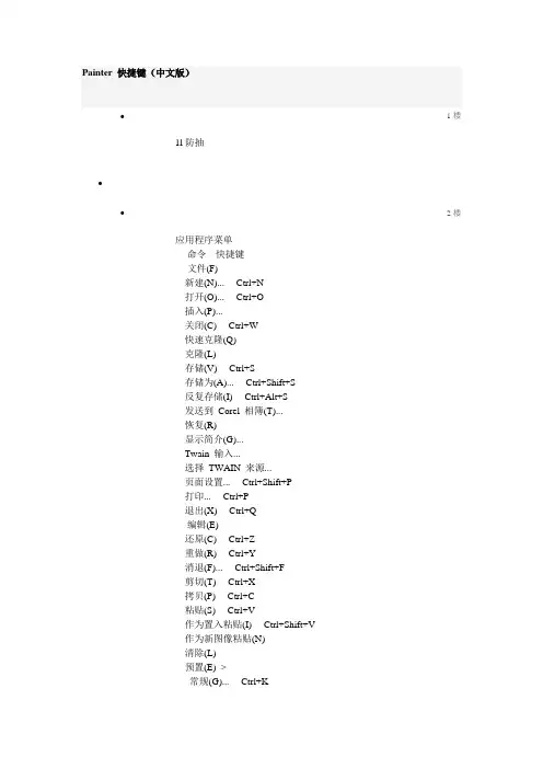 Painter 快捷键