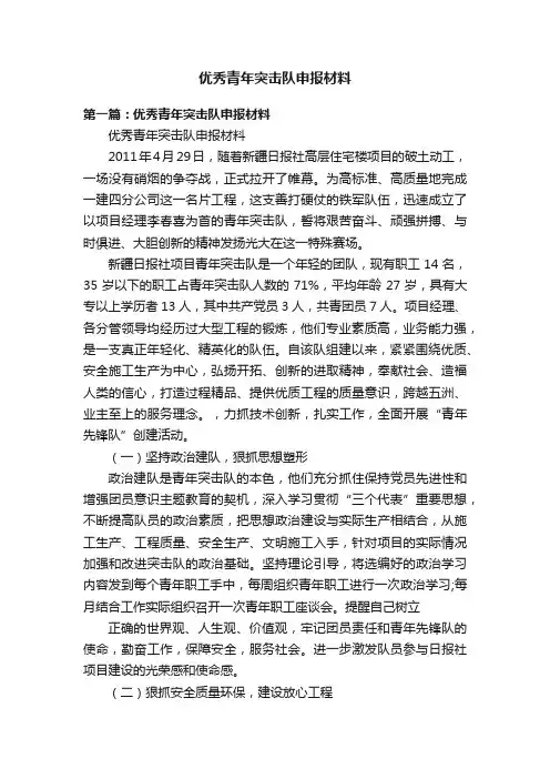 优秀青年突击队申报材料