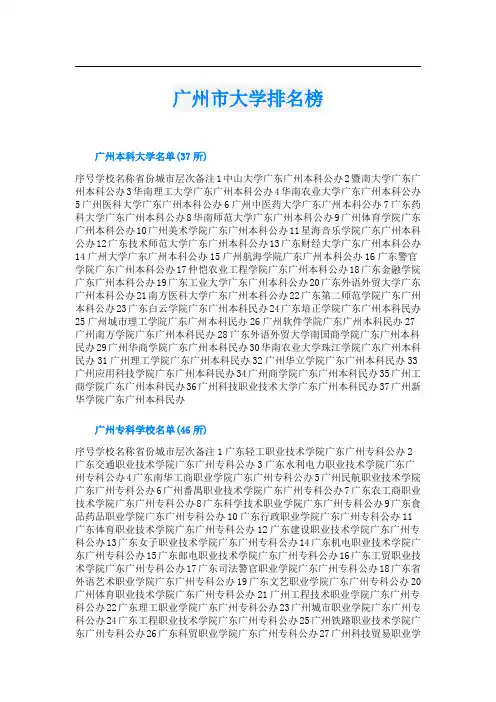 广州市大学排名榜