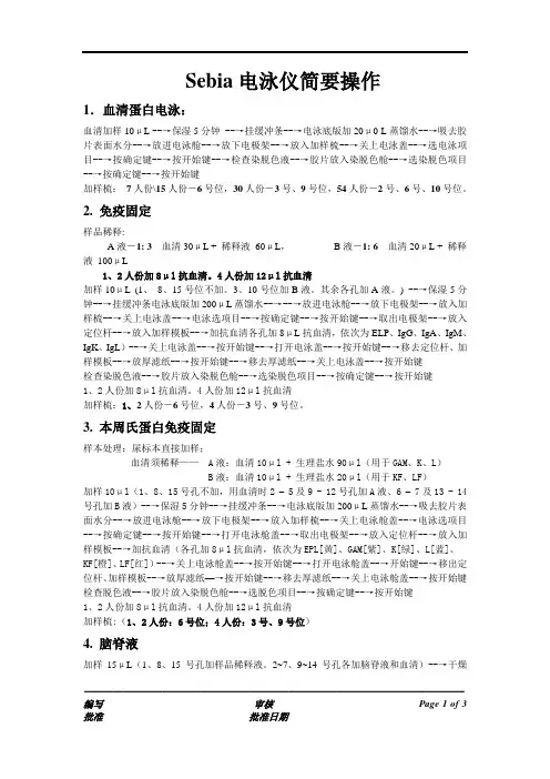 电泳试剂操作简要说明