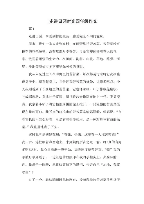 走进田园时光四年级作文