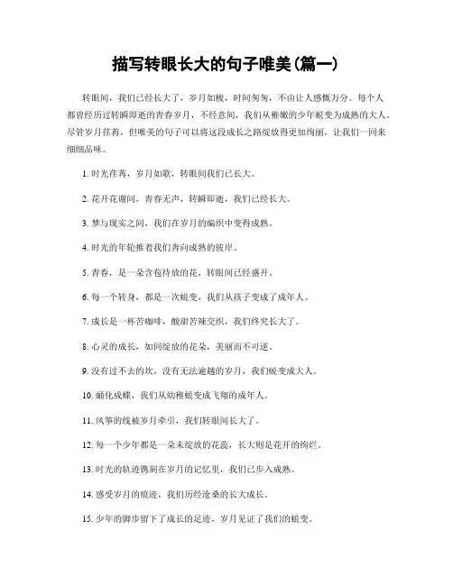 描写转眼长大的句子唯美(精选两篇)