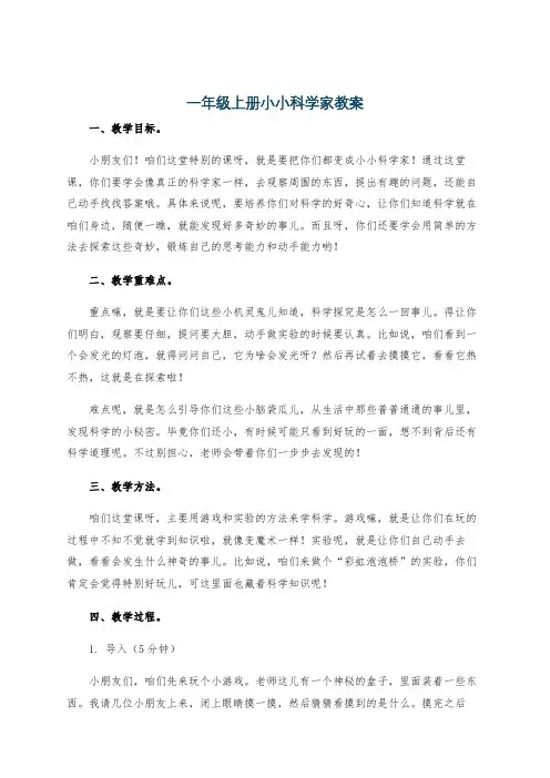 一年级上册小小科学家教案
