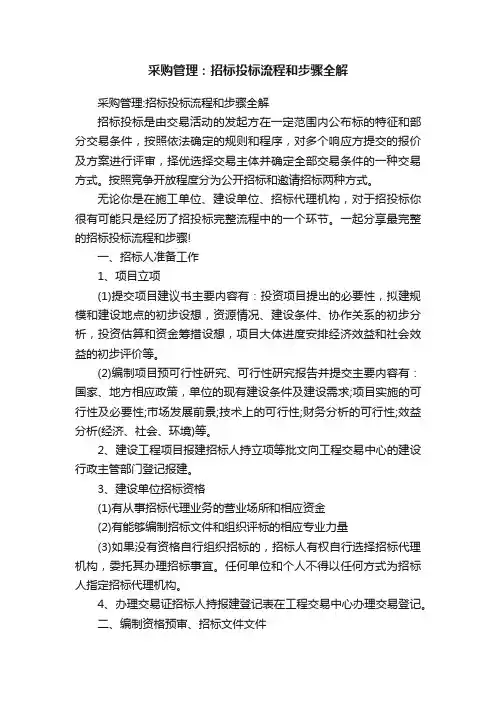 采购管理：招标投标流程和步骤全解