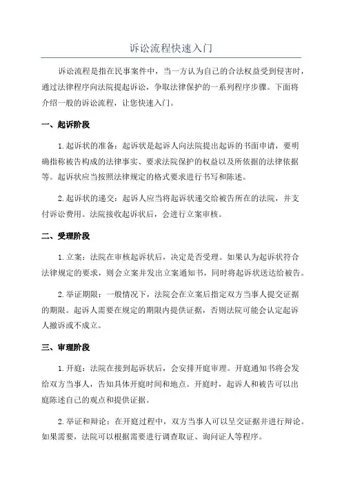 诉讼流程快速入门