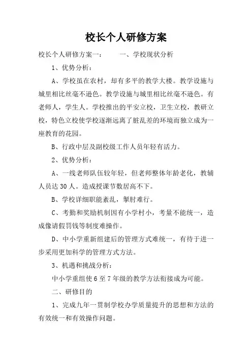 校长个人研修计划