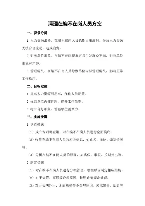 清理在编不在岗人员方案