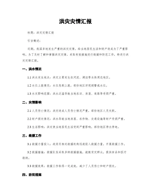 洪灾灾情汇报
