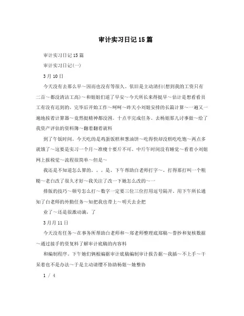 审计实习日记15篇 