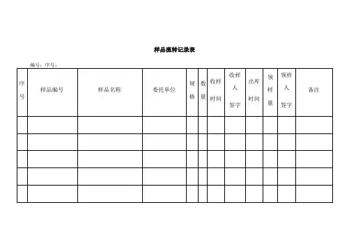 样品管理表格