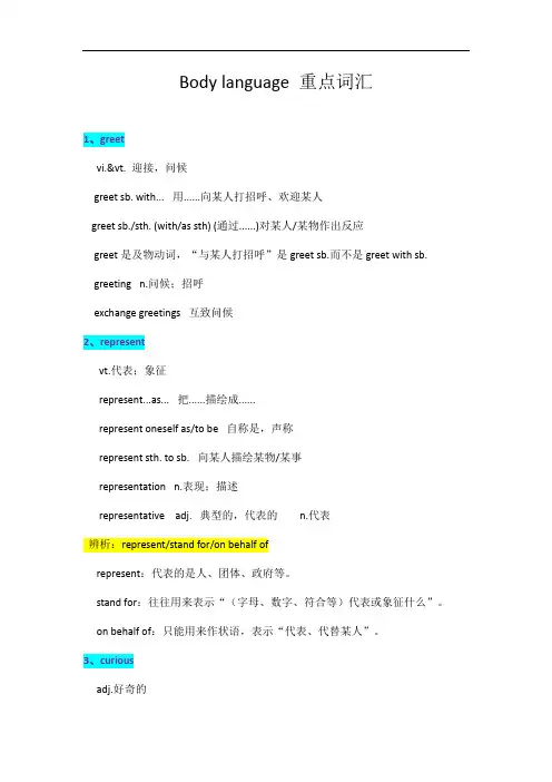 Body language 重点词汇