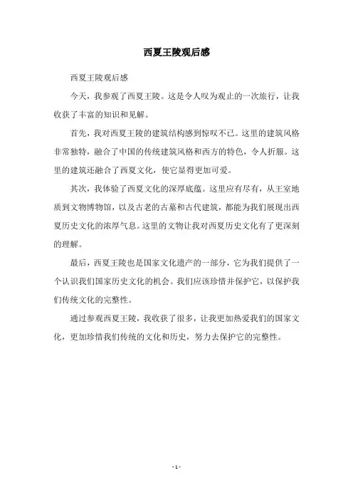 西夏王陵观后感