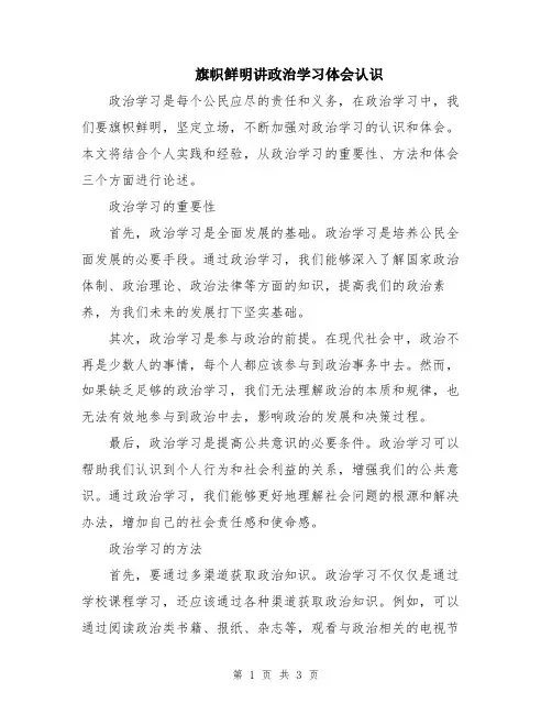 旗帜鲜明讲政治学习体会认识