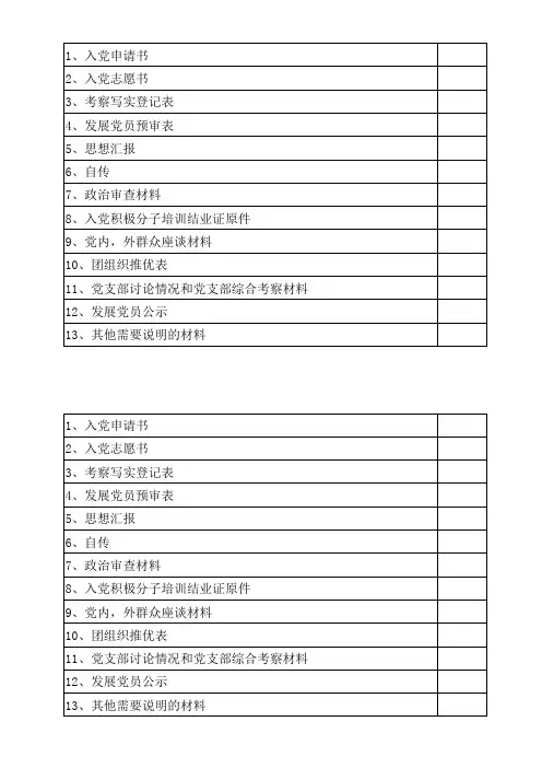 预备党员所需材料
