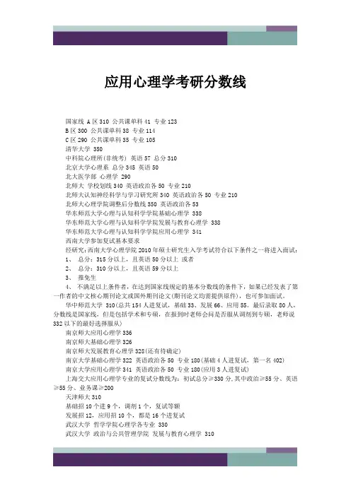 应用心理学考研分数线