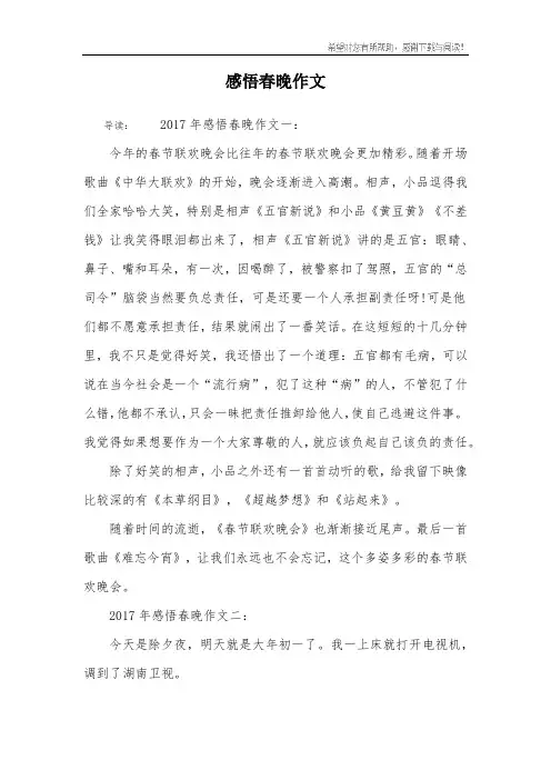 感悟春晚作文