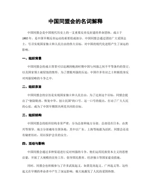 中国同盟会的名词解释