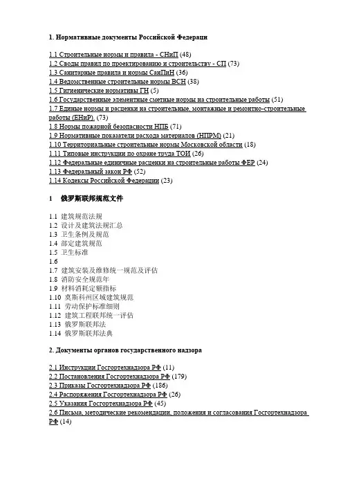 俄罗斯建筑国标大纲中俄文