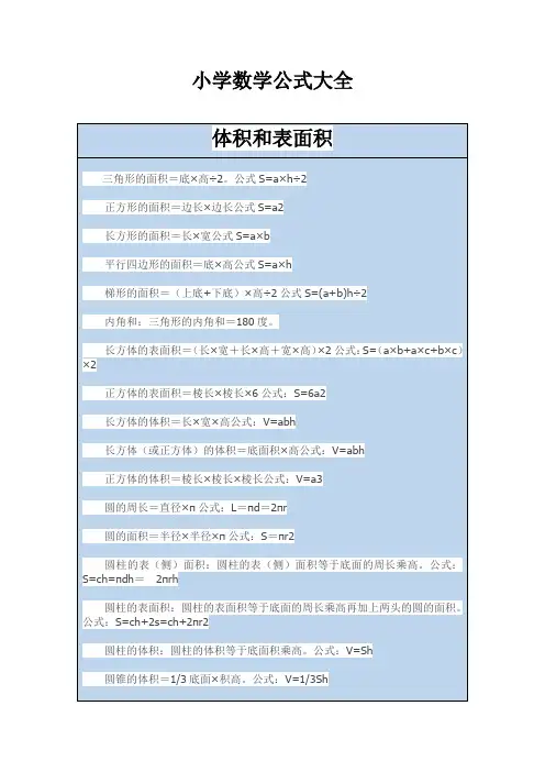 小学数学公式大全