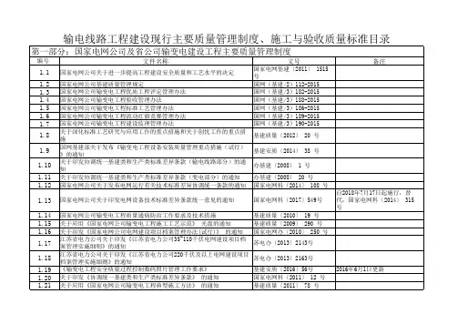输变电工程技术标准清单