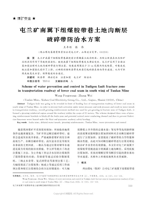 屯兰矿南翼下组煤胶带巷土地沟断层破碎带防治水方案