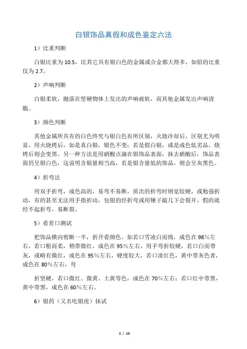 白银饰品真假和成色鉴定六法