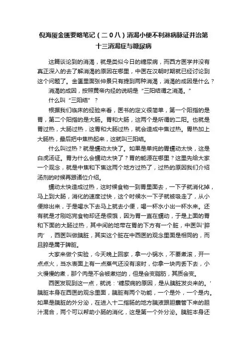倪海厦金匮要略笔记（二0八）消渴小便不利淋病脉证并治第十三消渴症与糖尿病