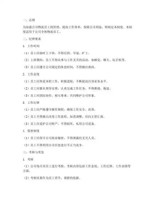 物流员工纪律管理制度范本