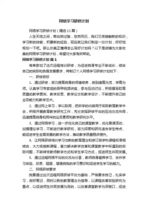 网络学习研修计划