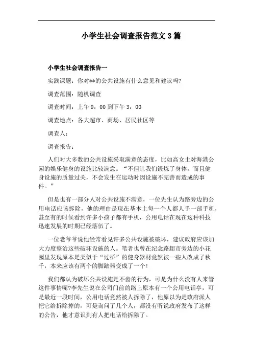 小学生社会调查报告范文3篇