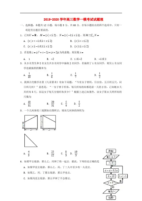2019-2020学年高三数学一模考试试题理.doc