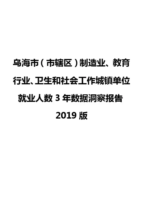 乌海市(市辖区)制造业、教育行业、卫生和社会工作城镇单位就业人数3年数据洞察报告2019版